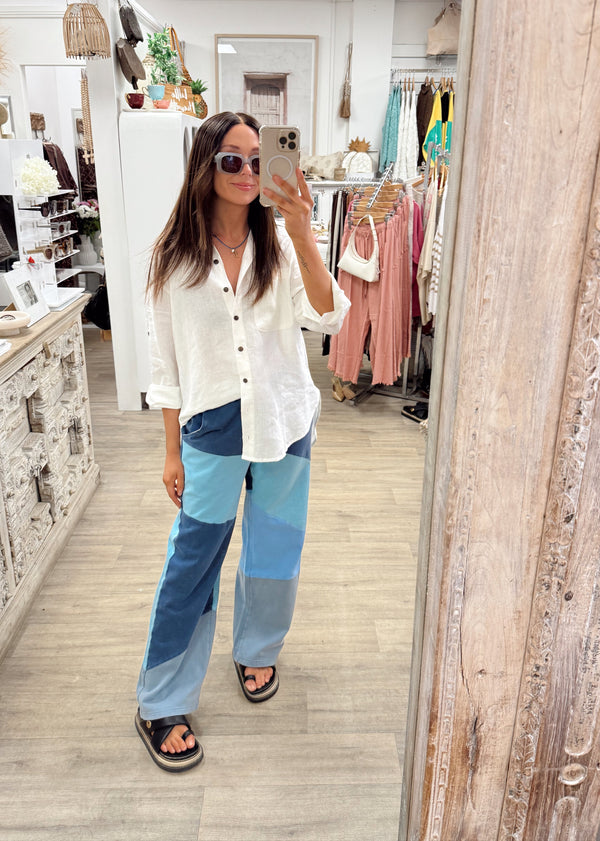 Patchwork Wide Leg Sweatpants