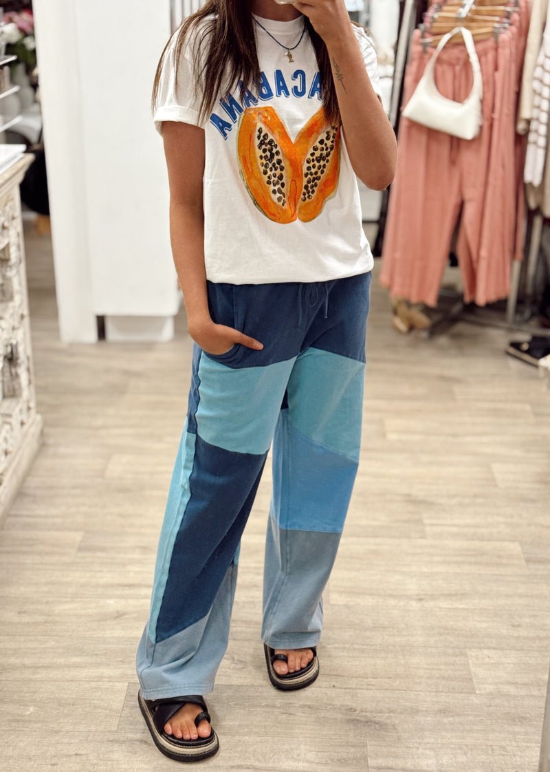 Patchwork Wide Leg Sweatpants