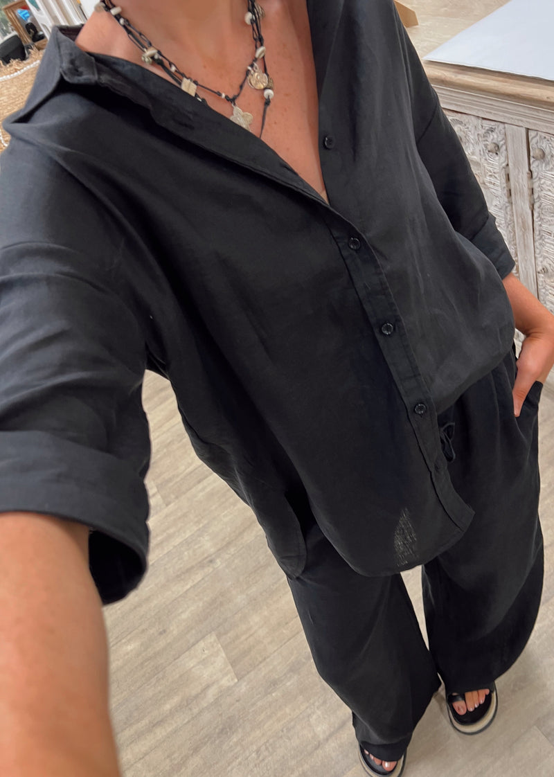 Tara Linen Pants - Black