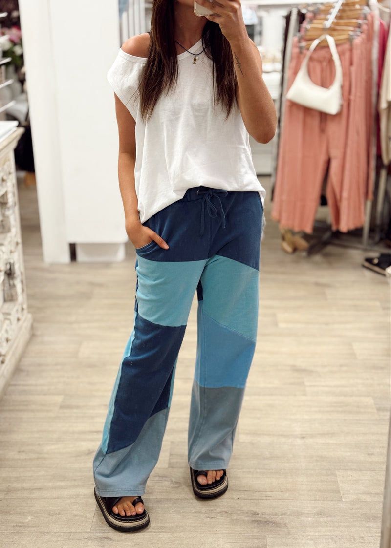 Patchwork Wide Leg Sweatpants