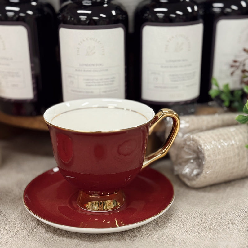XL Crimson Teacup and Saucer