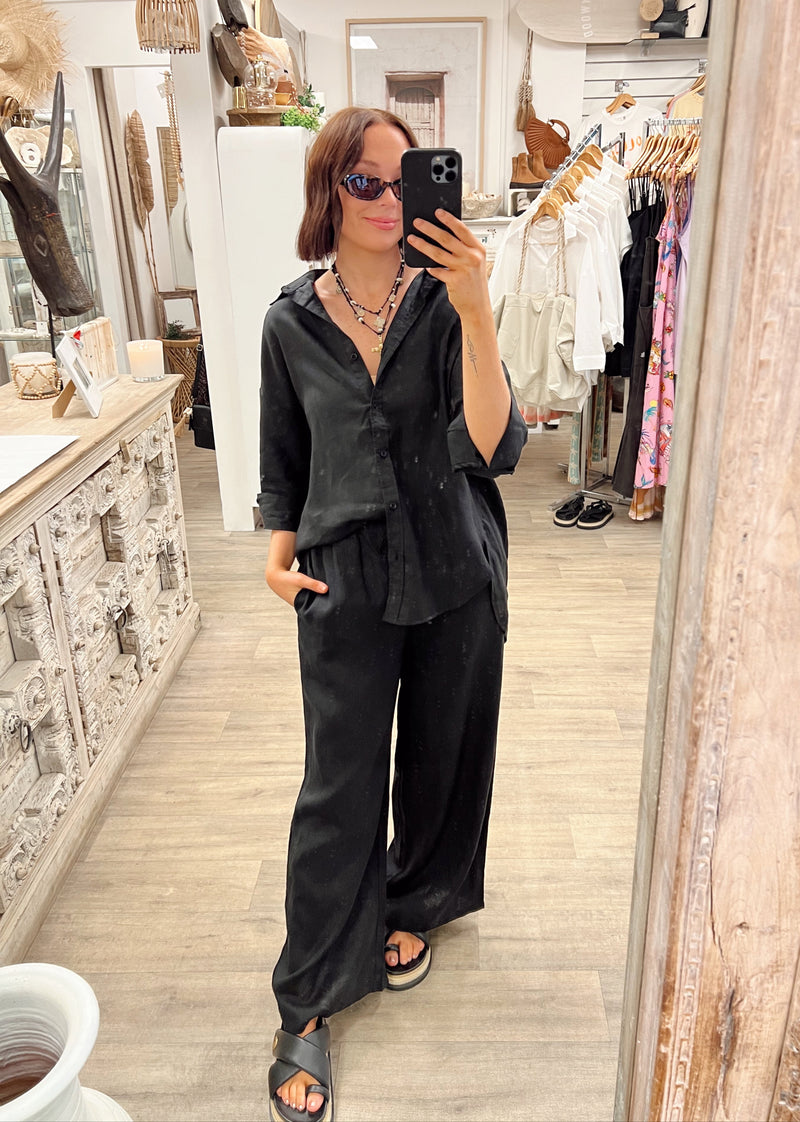 Tara Linen Pants - Black
