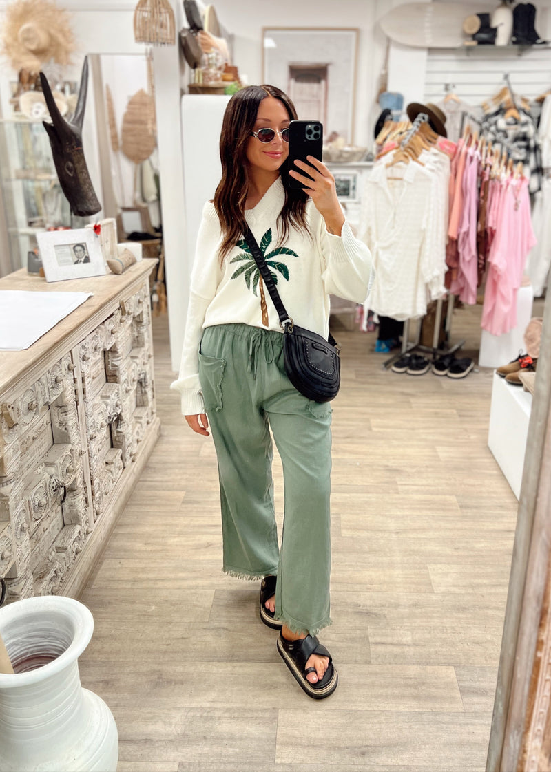 Joshua Frayed Linen Pant - Sealeaf