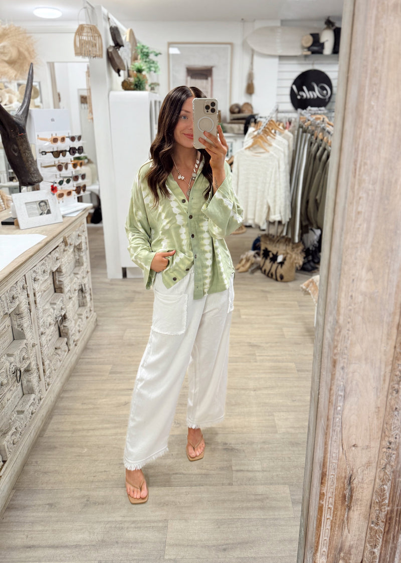 Joshua Frayed Linen Pant - White