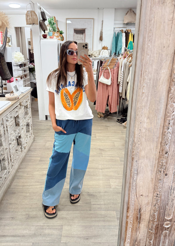 Patchwork Wide Leg Sweatpants