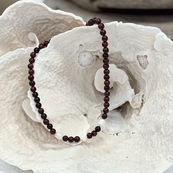 Rosewood + Sea Pearl Necklace