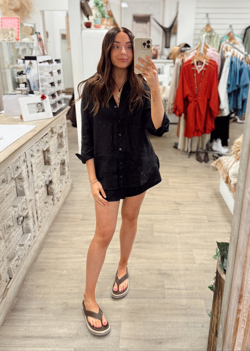Ohana Linen Shorts - Black