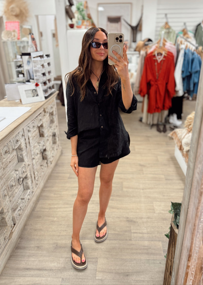 Ohana Linen Shorts - Black