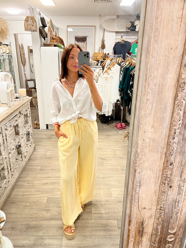 Tara Linen Pants - Butter