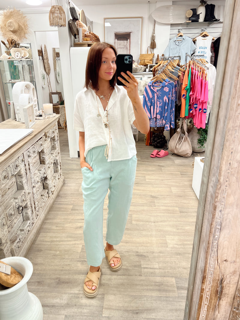 Luxe Linen Pants - Mint