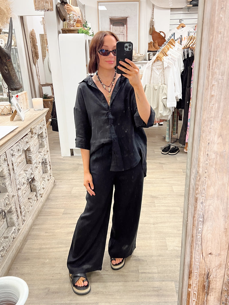 Tara Linen Pants - Black