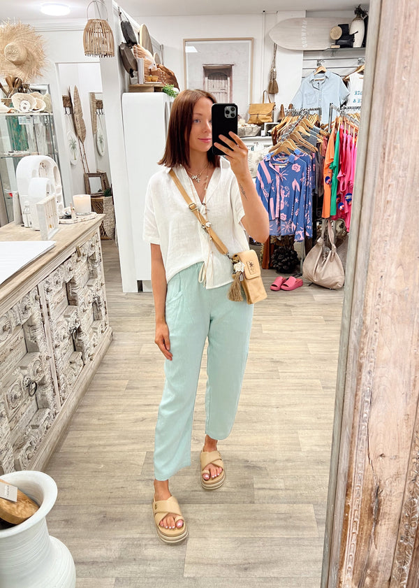 Luxe Linen Pants - Mint