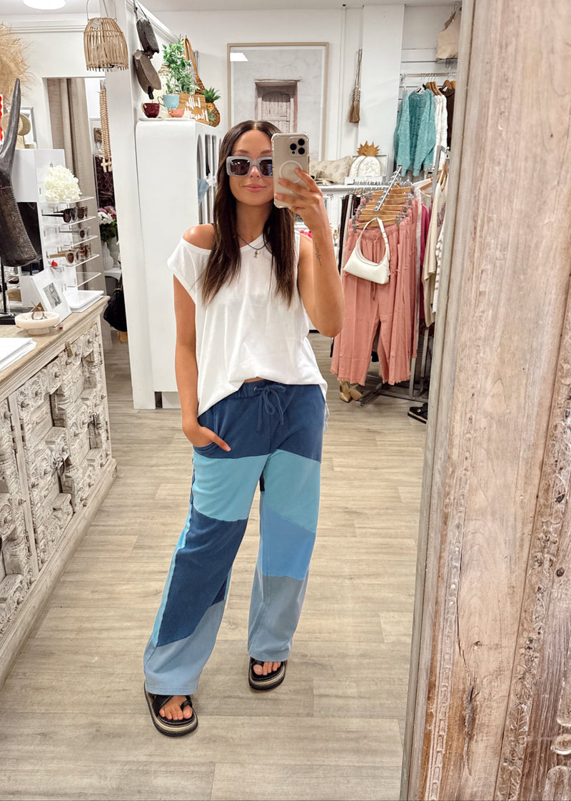 Patchwork Wide Leg Sweatpants