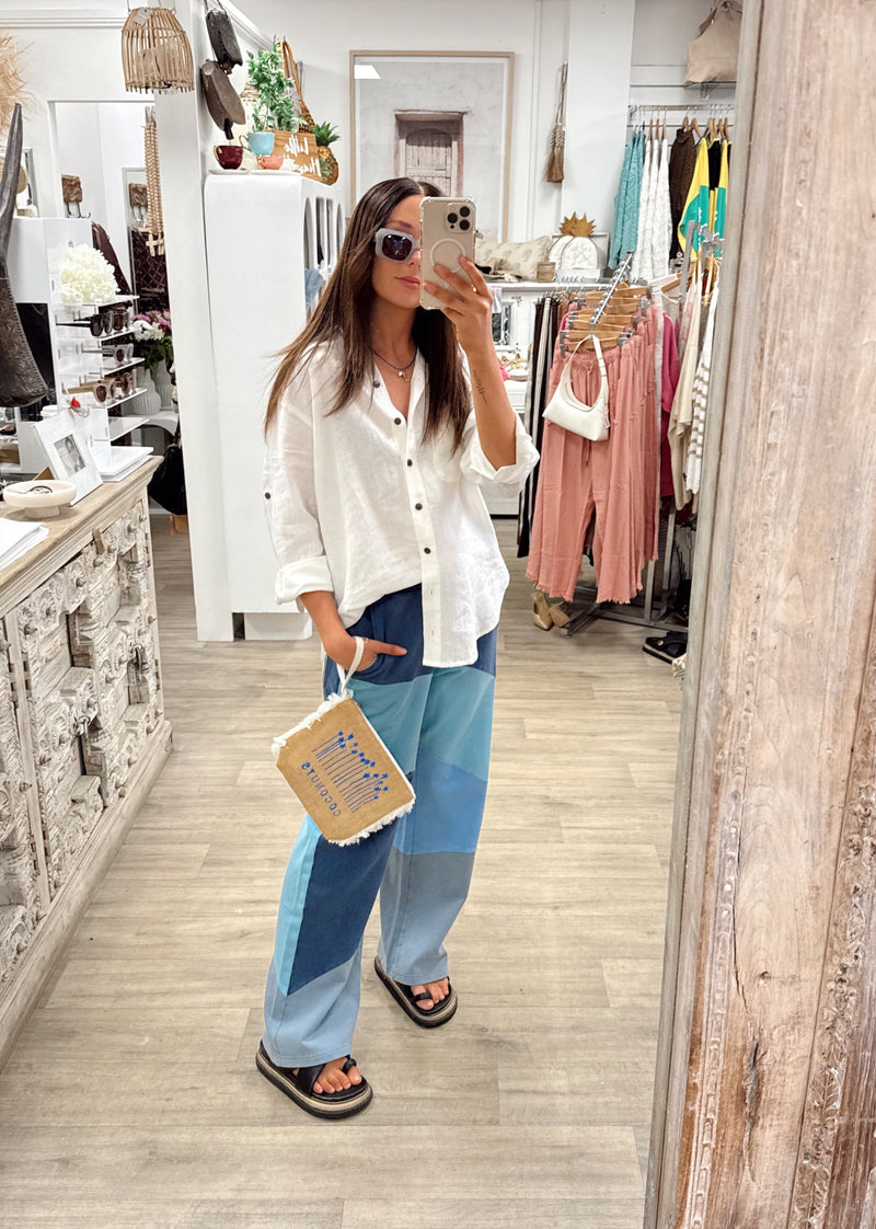 Patchwork Wide Leg Sweatpants