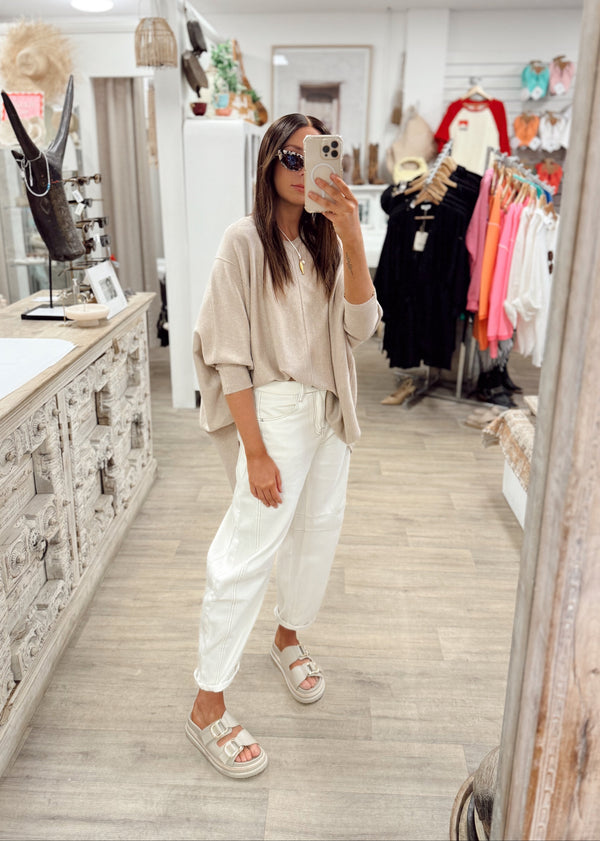 Cream Barrel Jeans