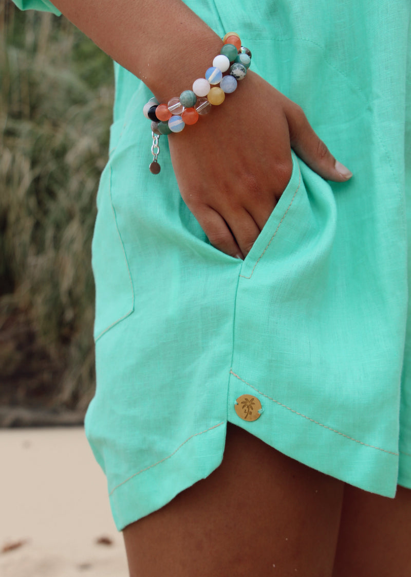 Juju Linen Playsuit - Mint