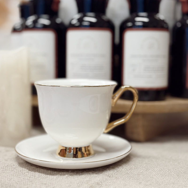 XL White Teacup and Saucer