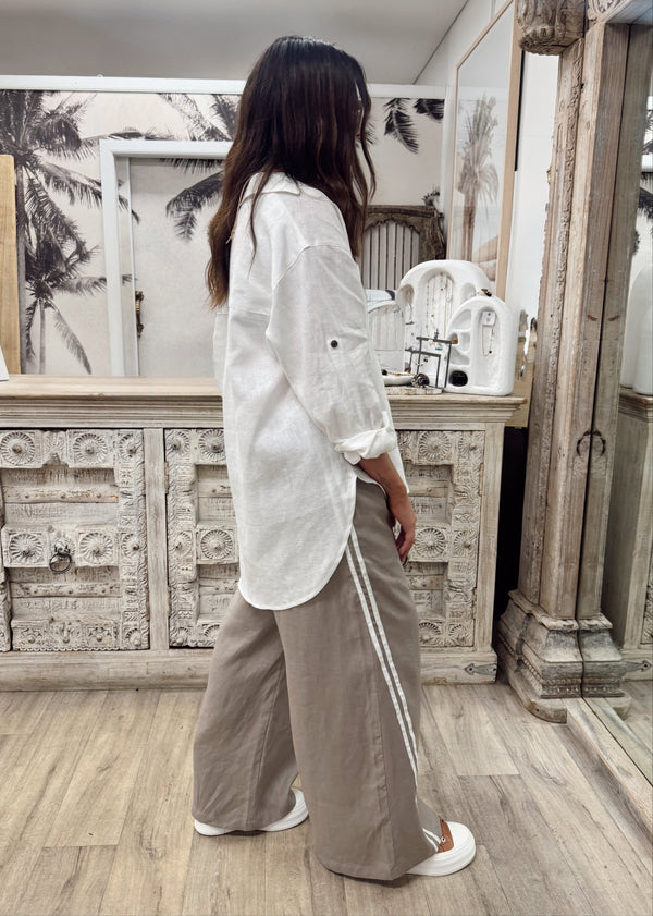 Laguna Linen Pants - Earth/White