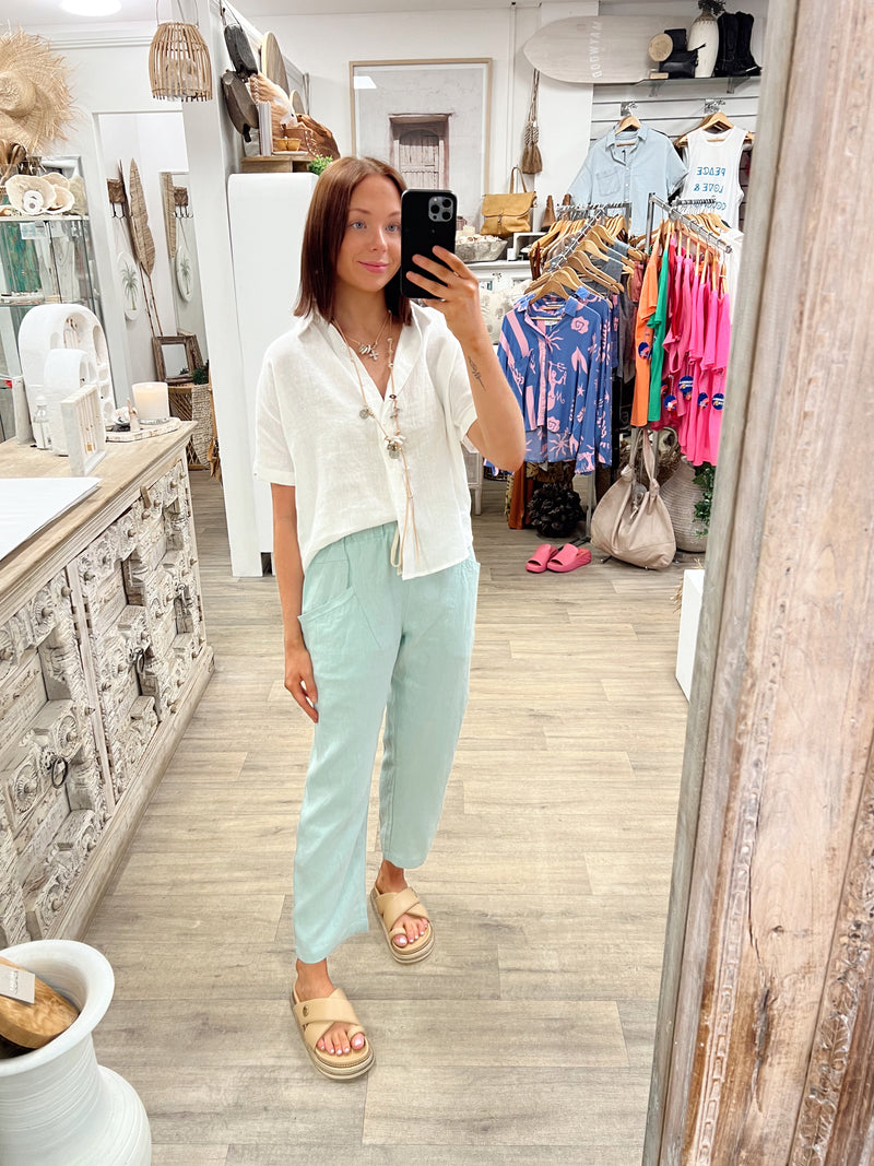 Luxe Linen Pants - Mint