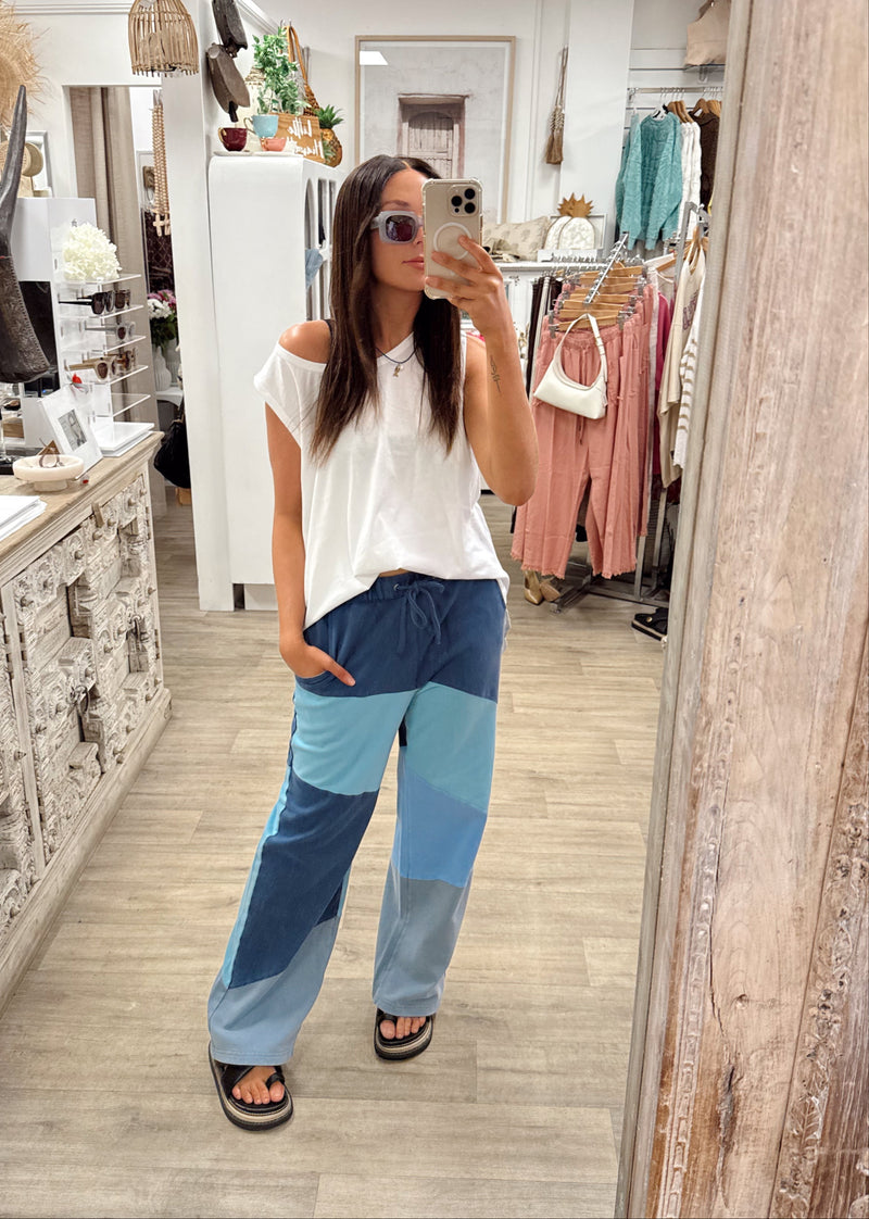 Patchwork Wide Leg Sweatpants