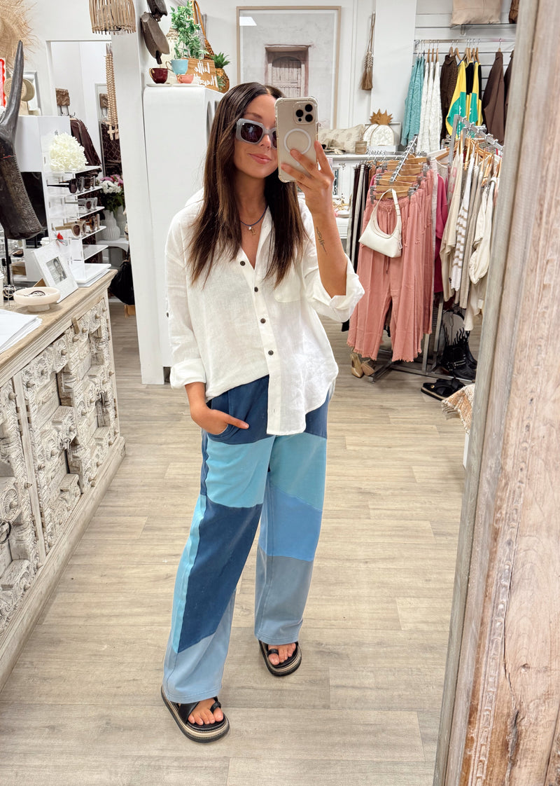 Patchwork Wide Leg Sweatpants