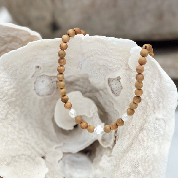 Cedarwood + Sea Pearl Necklace