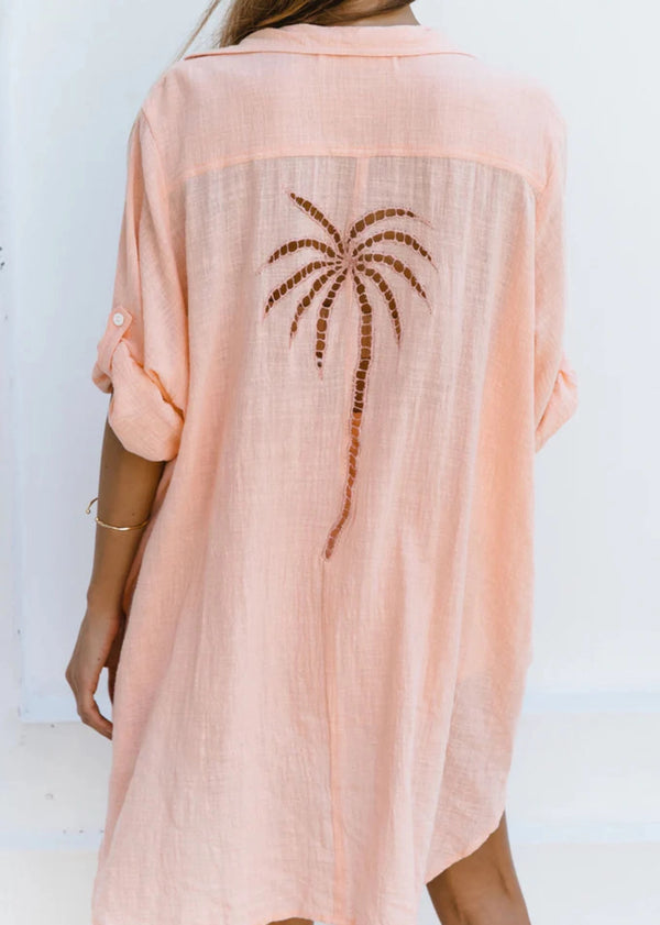 Palm Shirt Dress - Grapefruit - BACK IN MARCH