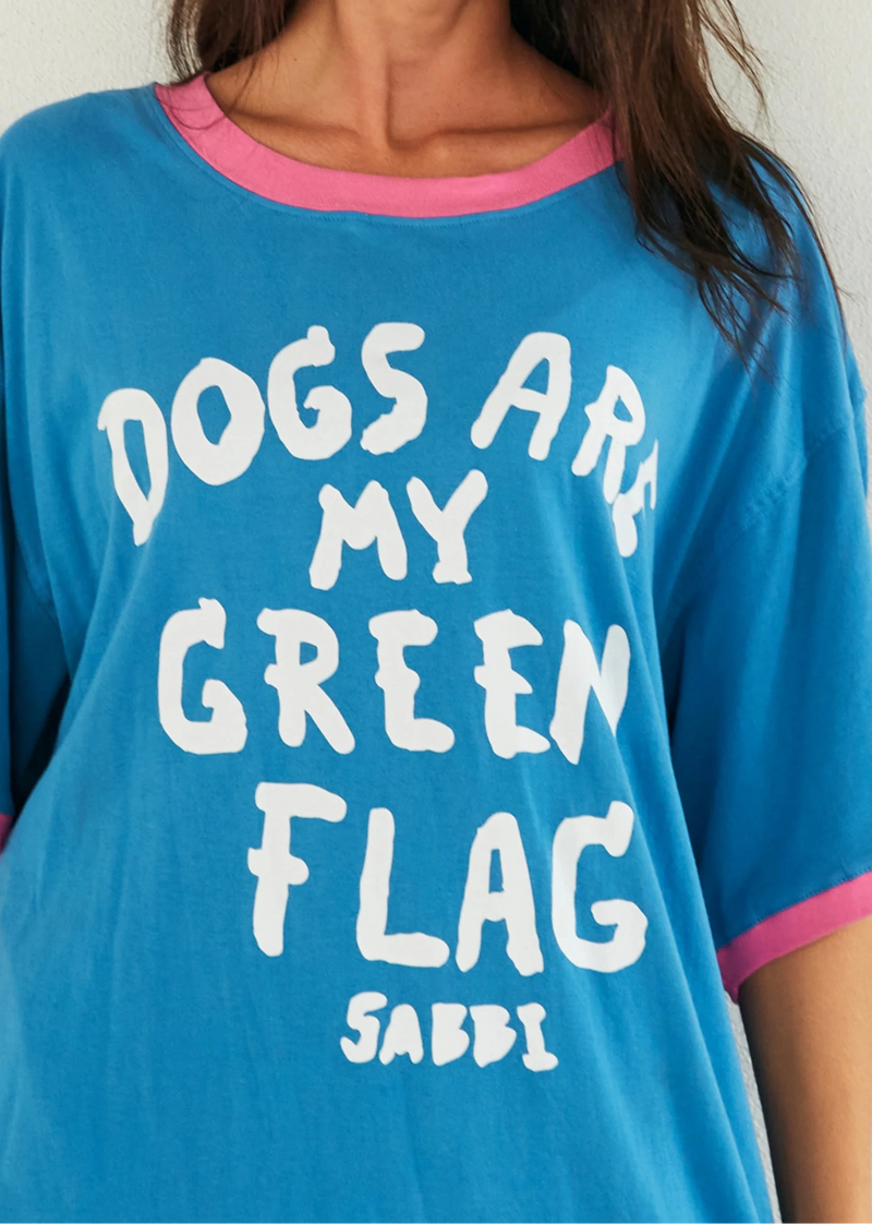The Very Oversized Green Flag Tee - Pink/Blue