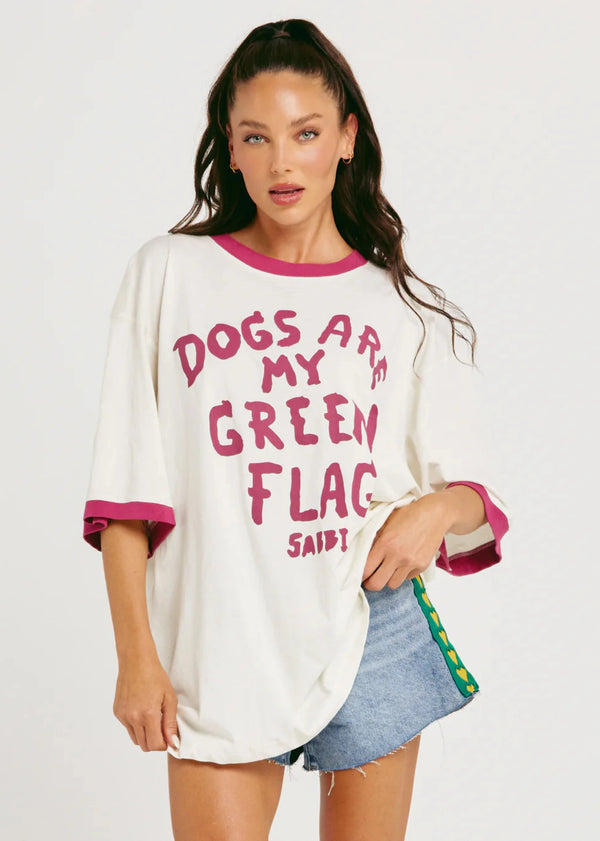 The Very Oversized Green Flag Tee - Pink/Off White
