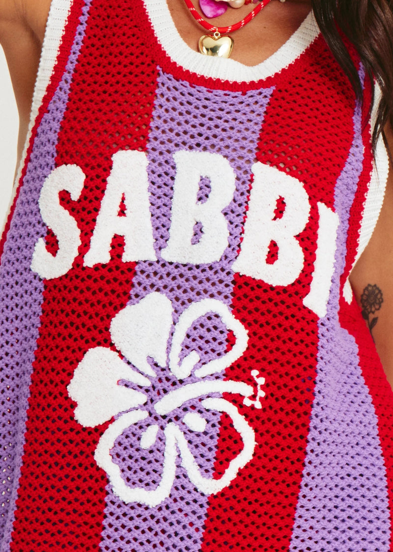 The Knit B-Ball Singlet - Red & Purple