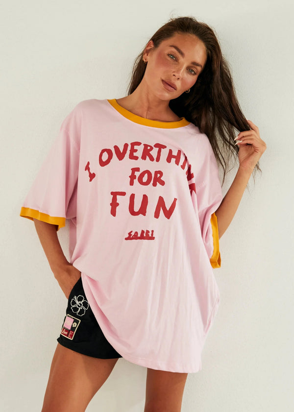 The Very Oversized Overthinker Tee - Pink