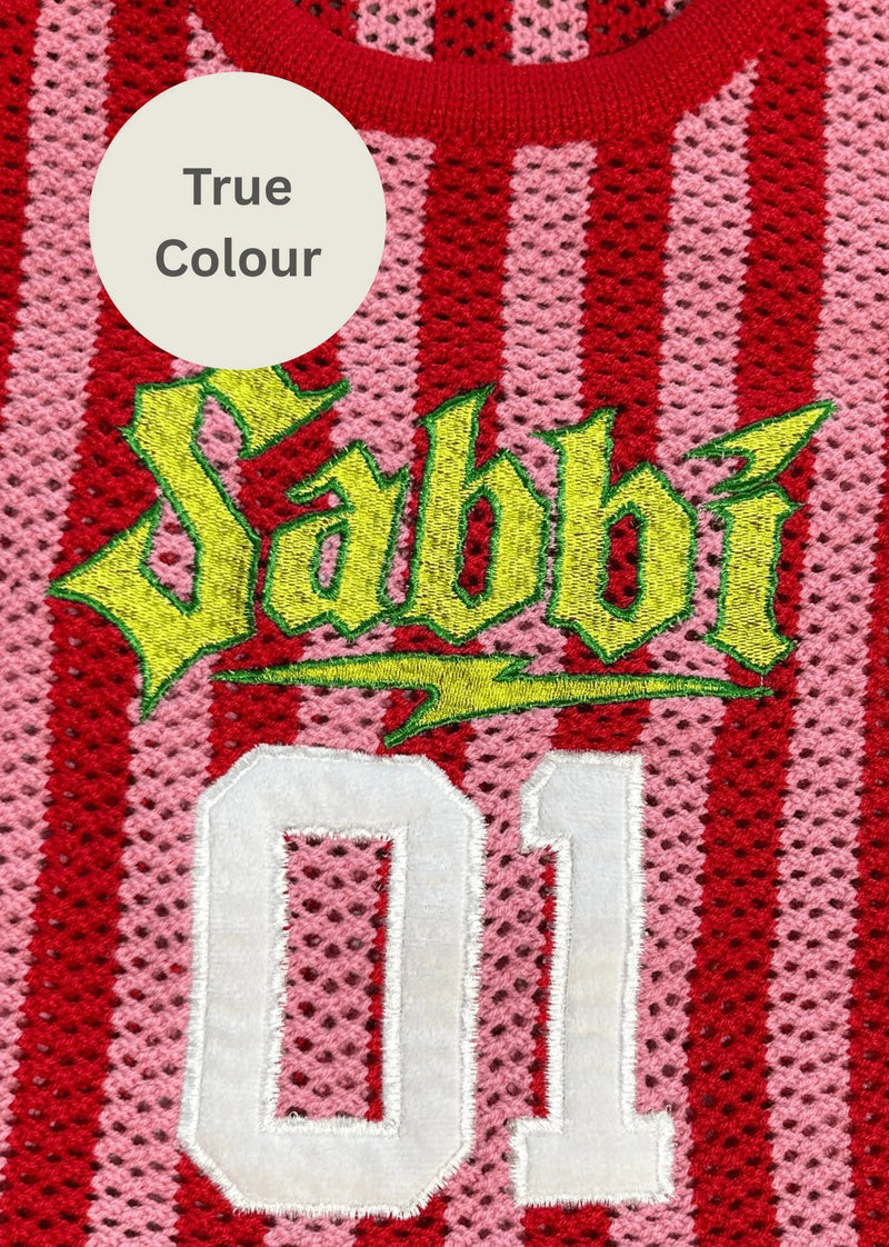 The Knit B-Ball Singlet - Pink Stripe