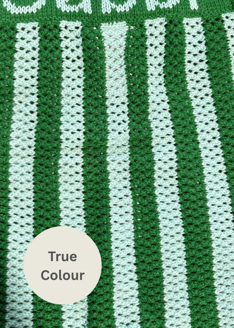 The Knit Stripe Bike Short - Green & Blue