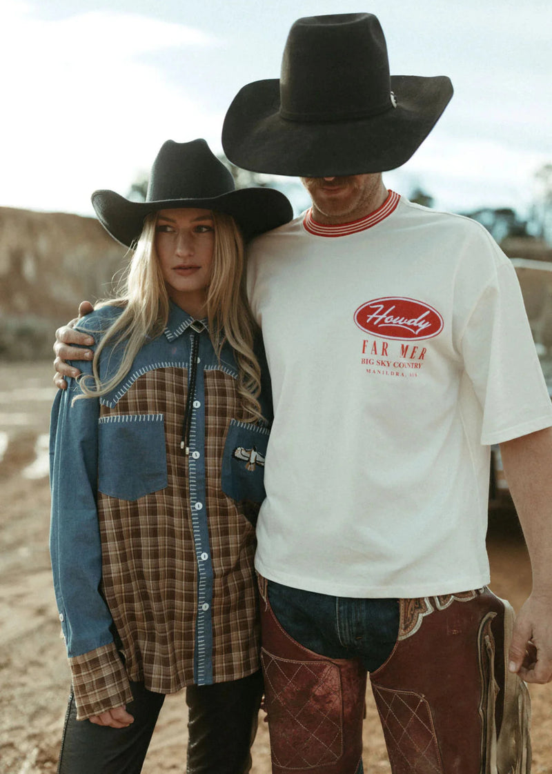 Texas Yoke Button Up Eagle Plaid