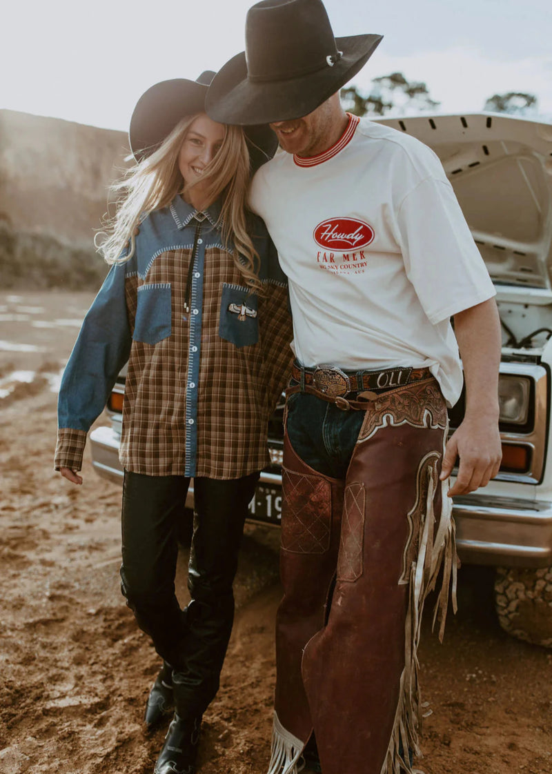Texas Yoke Button Up Eagle Plaid