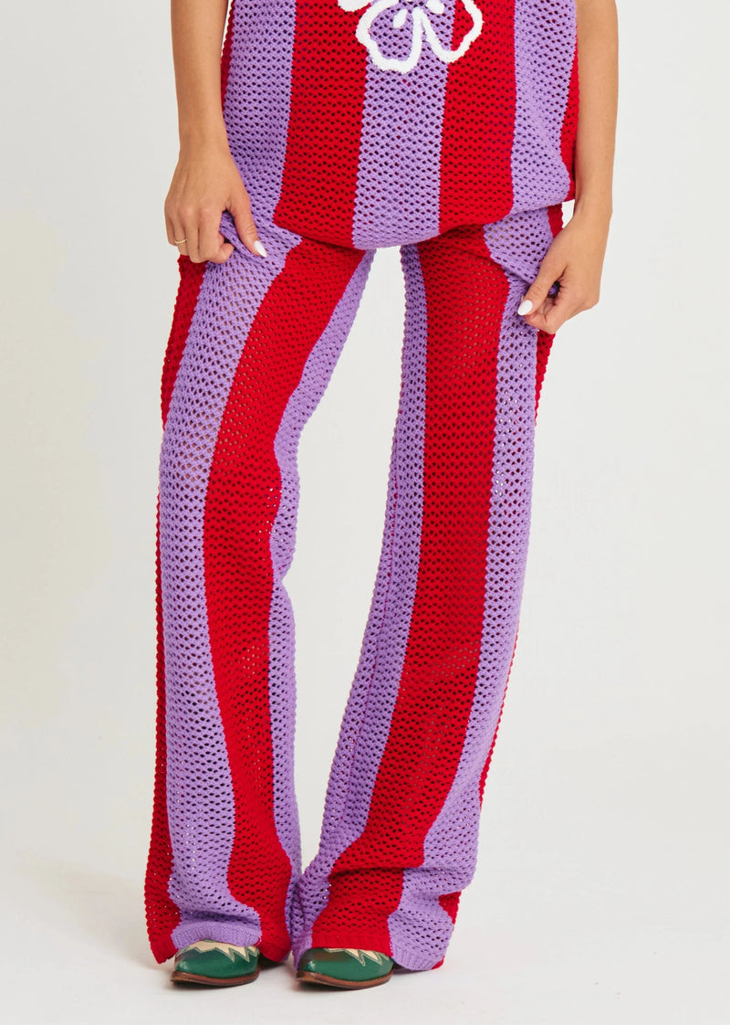 The Knit Stripe Beach Pants - Purple Stripe