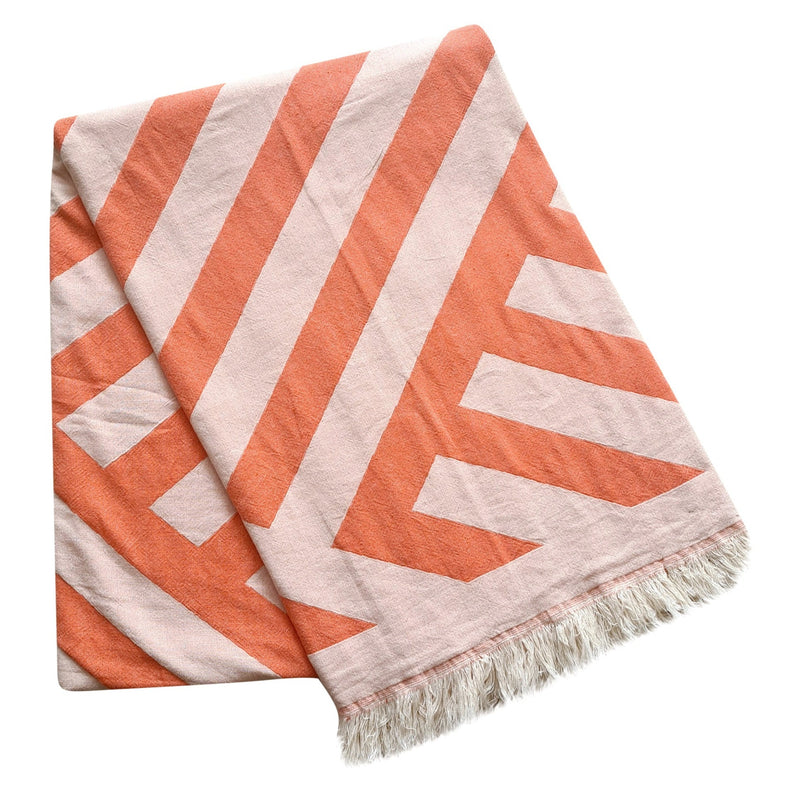 Mackenzie Stripe Cotton Beach Towel - Sherbet