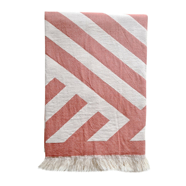 Mackenzie Stripe Cotton Beach Towel - Terracota