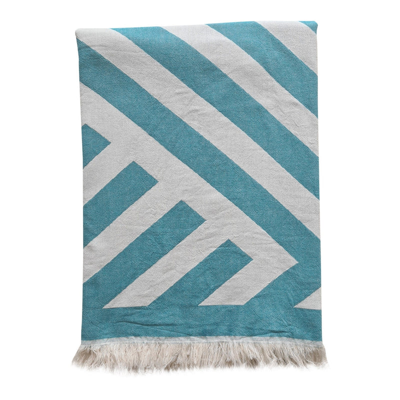 Mackenzie Stripe Cotton Beach Towel - Teal