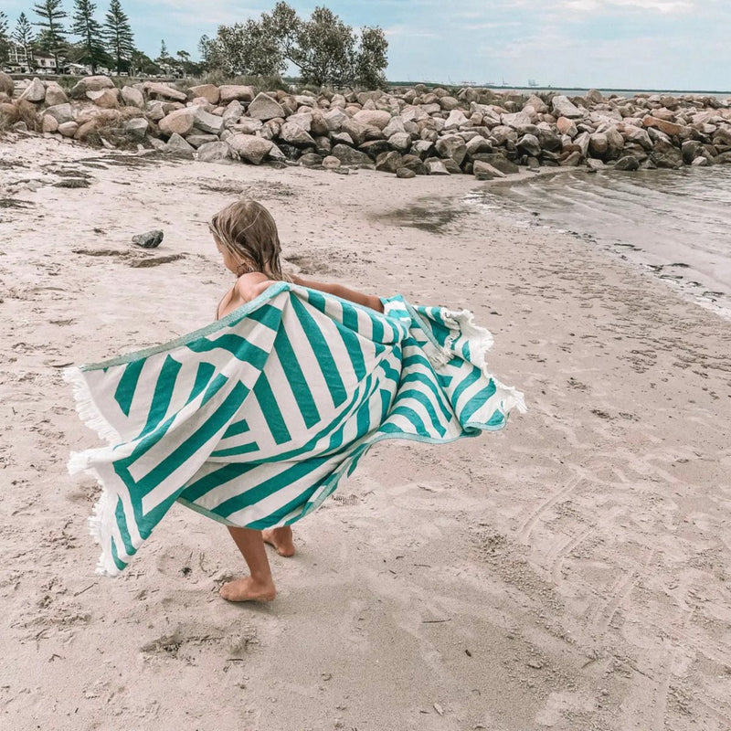 Mackenzie Stripe Cotton Beach Towel - Teal
