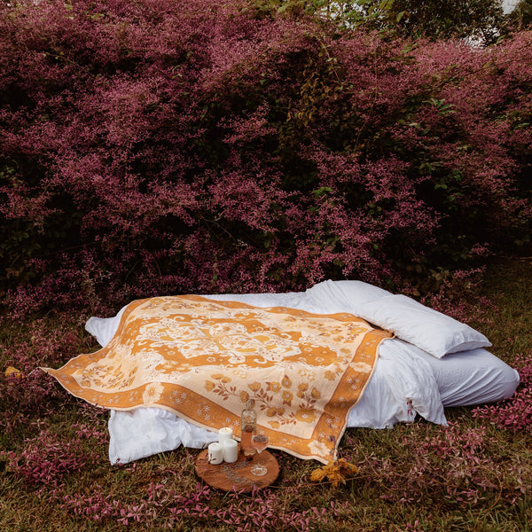 Handloomed Woven Throw Enchanted Forest - Honey Ginger