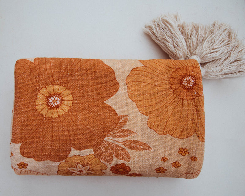 Handloomed Woven Throw Enchanted Blooms - Golden Earth
