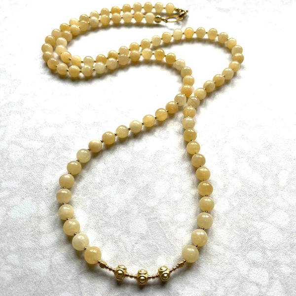 Yellow Jade & Gold Necklace