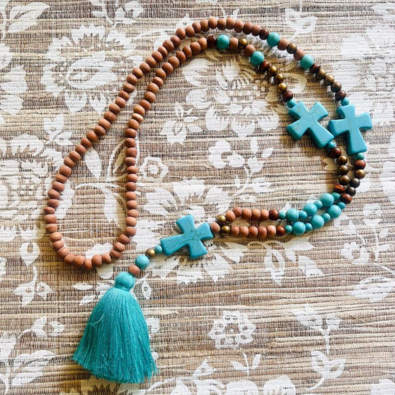 The Crosses Necklace - Turquoise