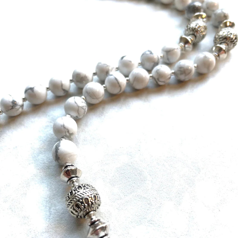 Long Howlite & Silver Necklace