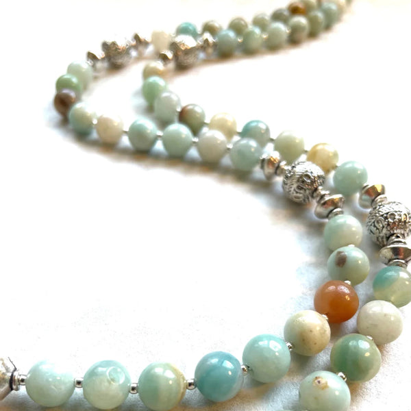 Long Amazonite & Silver Necklace