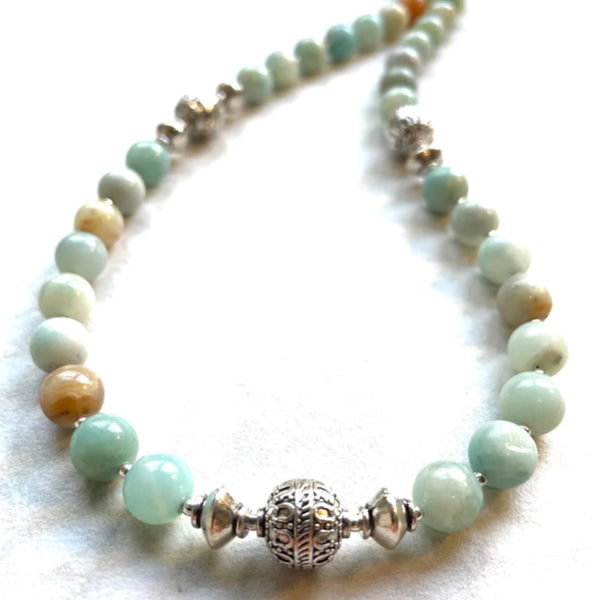 Long Amazonite & Silver Necklace