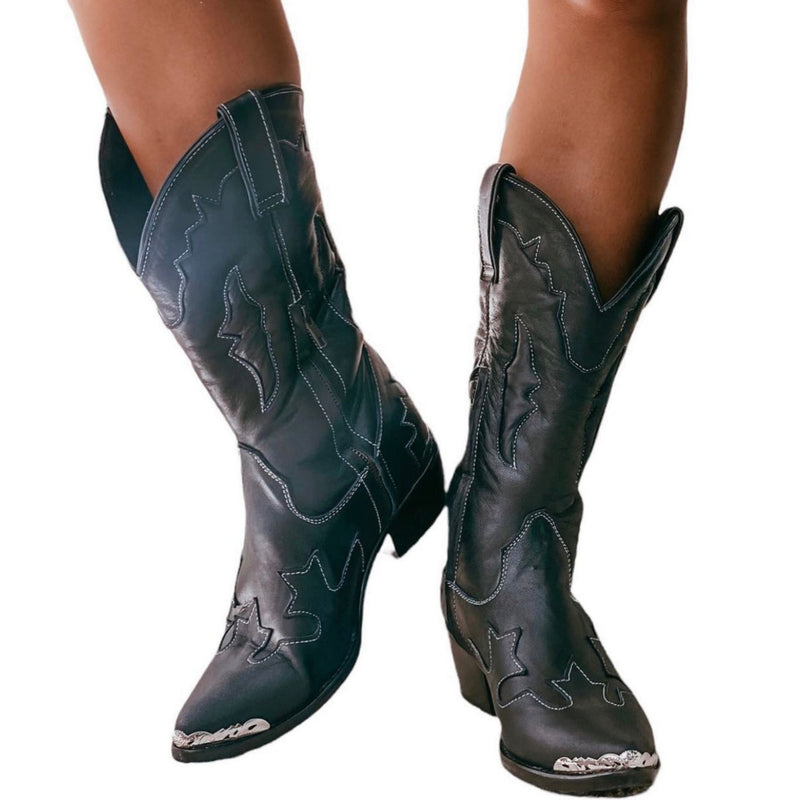 Long Texas Cowgirl Boots in Black