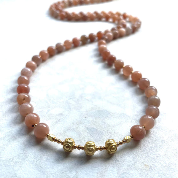 Long Sun Stone & Gold Necklace