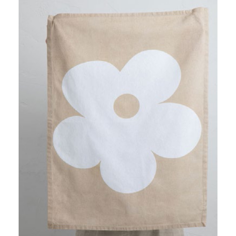Mod Flower Tea Towel - Natural + White
